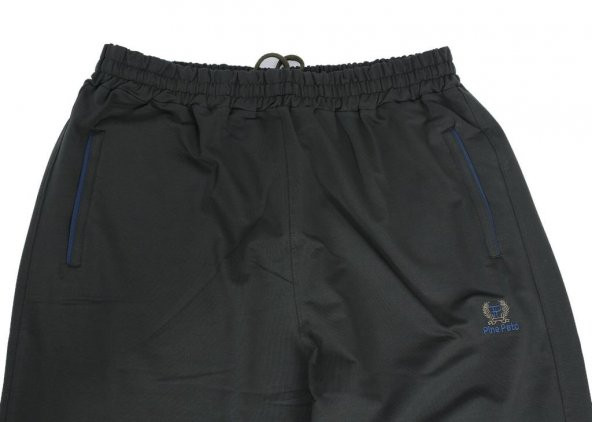 Battal Beden Beli Lastikli Eşofman Paçası Düz Haki Renk Lacivert Cep Detayı - 8