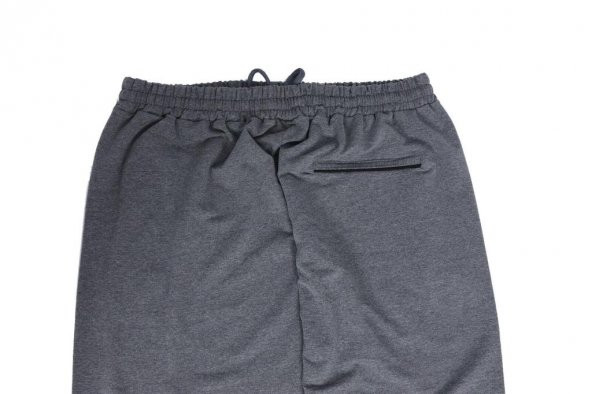 Battal Beden Beli Lastikli Eşofman Paçası Düz Gri Renk Siyah Cep Detayı - 8