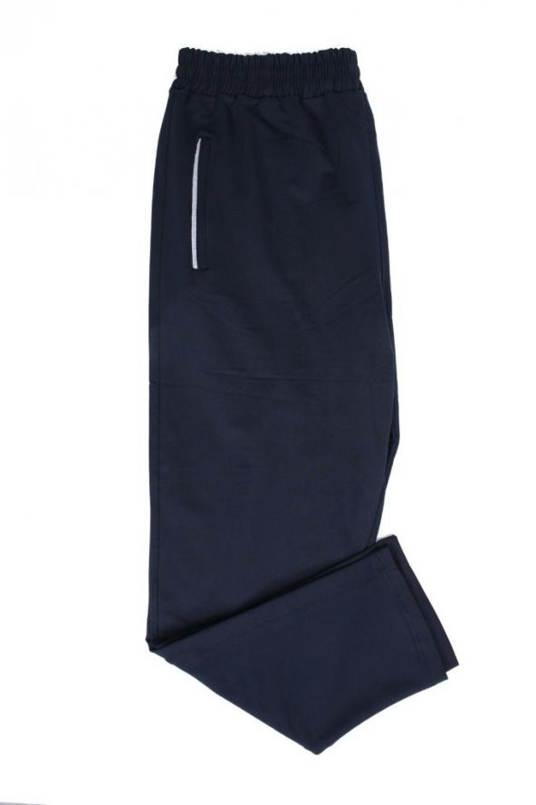 Battal Beden Beli Lastikli Eşofman Paçası Düz Lacivert Renk Gri Cep Detayı - 5