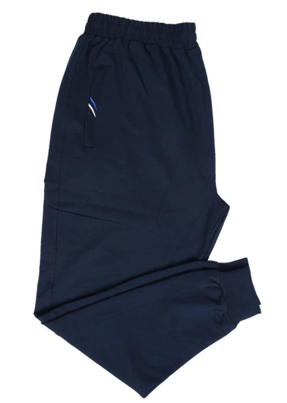 Battal Beden Paçası Lastikli Eşofman Altı Lacivert Renk - 7