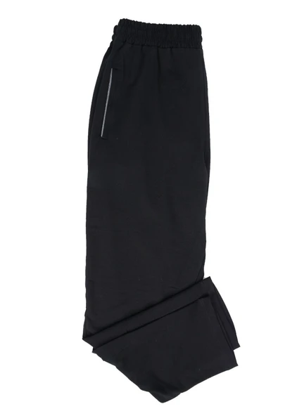 Battal Beden Beli Lastikli Eşofman Paçası Düz Siyah Renk Gri Cep Detayı - 11