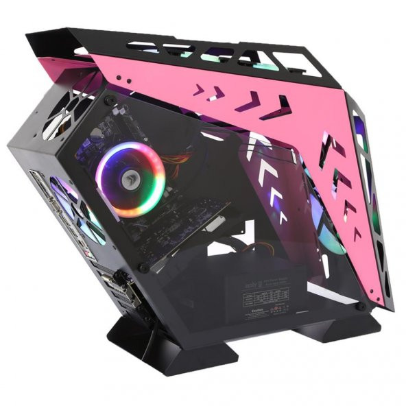 İzoly ARGB Cyberpunk AX9 Pink 5X12CM Full Glass Gaming Kasa - 2