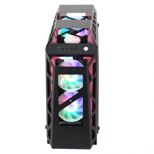İzoly ARGB Cyberpunk AX9 Pink 5X12CM Full Glass Gaming Kasa - 3