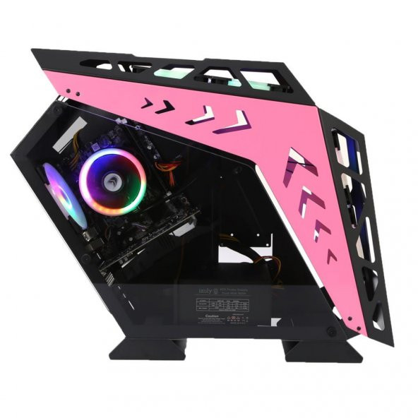İzoly ARGB Cyberpunk AX9 Pink 5X12CM Full Glass Gaming Kasa - 4