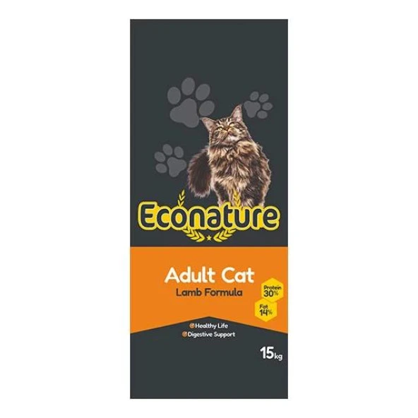 Econature Kuzu Etli Kuru Yetişkin Kedi Maması 15 kg