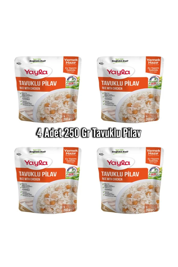 4 Adet 250 Gr Tavuklu Pilav Aç Isıt Ye Hazır Yemek