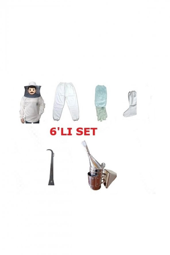 6li Set (normal Maske, Pantolon, Eldiven, Arıcı Çorabı.el Demiri Ve Ilaç Körük)