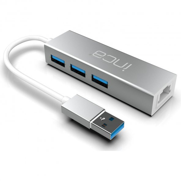 Inca USB Girişli 4 Port Usb 3.0 Çoklayıcı Hub + Ethernet RJ45 Mulitiplexer
