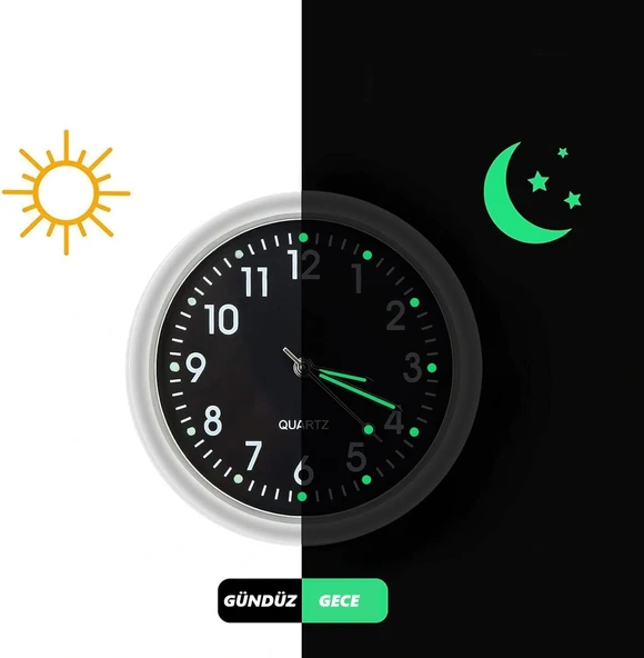 DailyTech Aydınlık Araç Araba Tekne Bisiklet İçin Mini Kuvars Saat - 2