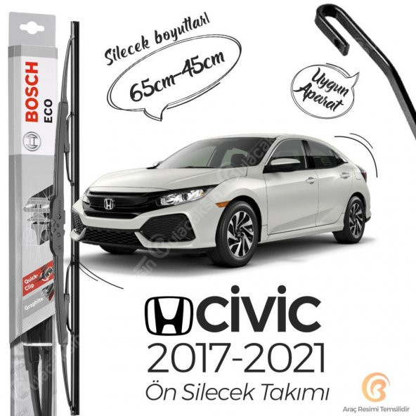 Bosch ECO Honda Civic FC5 2017 - 2021 Ön Silecek Takımı