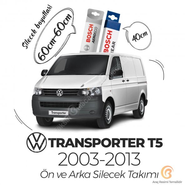 Bosch Aeroeco Ön ve Arka Silecek Takımı Volkswagen Transporter T5 2003-2013 ile uyumlu
