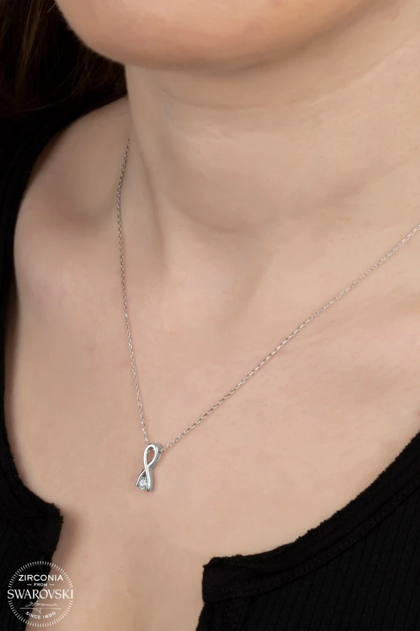 Union Swarovski Zirconia Kadın Pırlanta Montür Tektaş Gümüş Kolye - 1