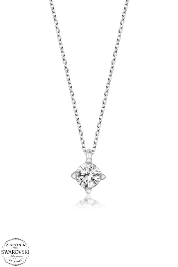 Union Swarovski Zirconia Kadın Pırlanta Montür Tektaş Gümüş Kolye - 2