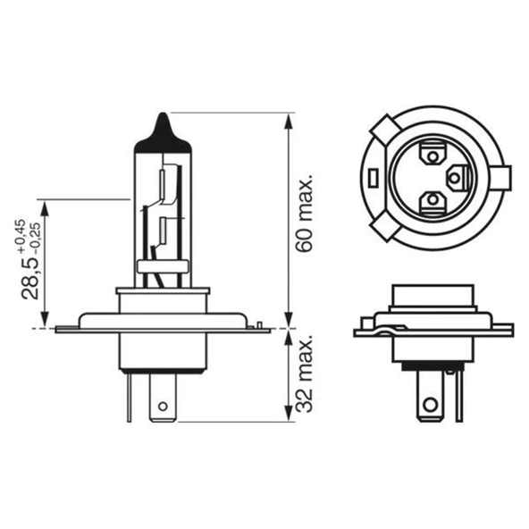 Bosch H4 Far Ampülü 12v 60/55w Tırnaklı Tip 1987302803 - 2 ADET - 6