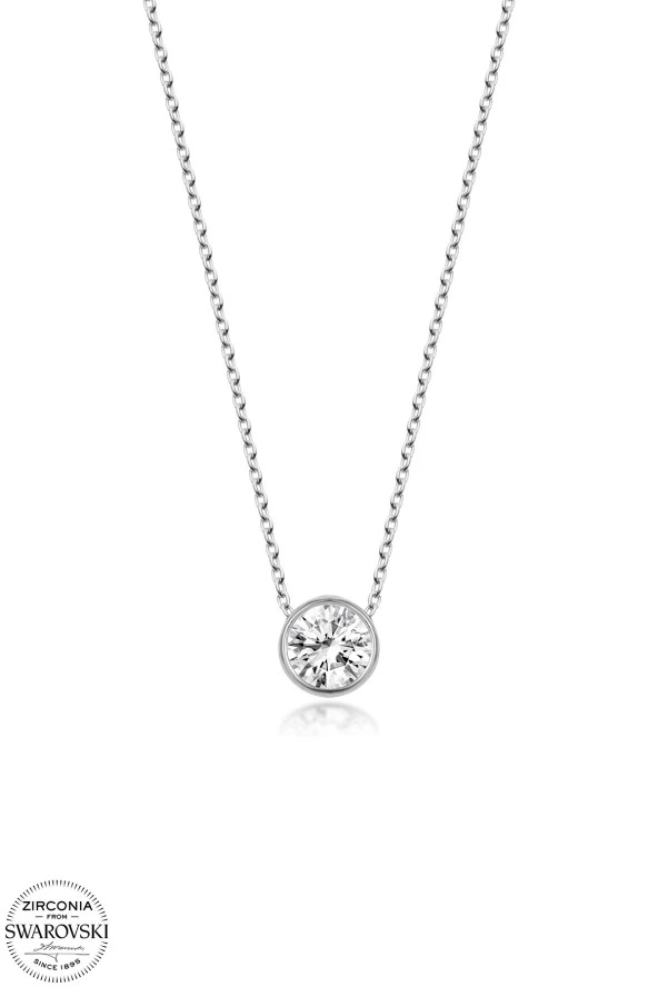 Union Swarovski Zirconia Kadın Tektaş Gümüş Kolye - 2