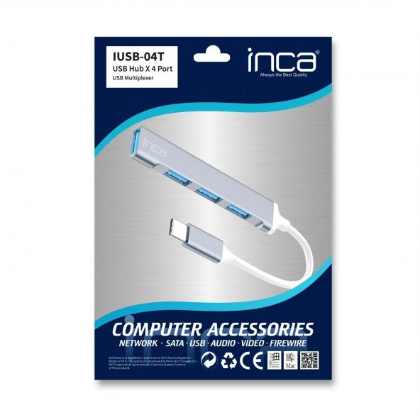 Inca Type-C Girişli 4 Port Usb Çoklayıcı Hub, IUSB-04T - 4