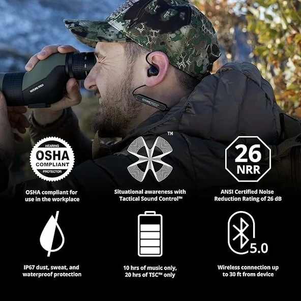 ISOtunes Sport ADVANCE BT Atış Kulaklıkları: Bluetooth İşitme Koruması - Siyah - 3