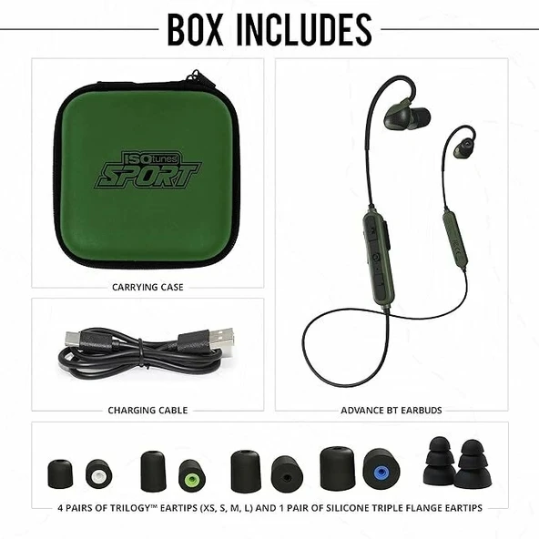 ISOtunes Sport ADVANCE BT Atış Kulaklıkları: Bluetooth İşitme Koruması - Yeşil - 4