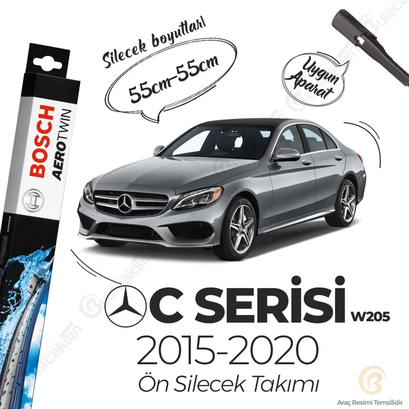 Bosch Aerotwin Muz Silecek Takımı Mercedes C W205 2015-2020 ile uyumlu ürün görseli