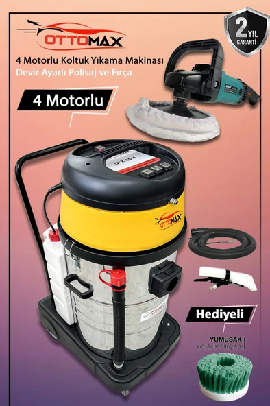 Ottomax Premium 4  Motorlu Halı Koltuk Yıkama ve Koltuk Fırçalama Seti