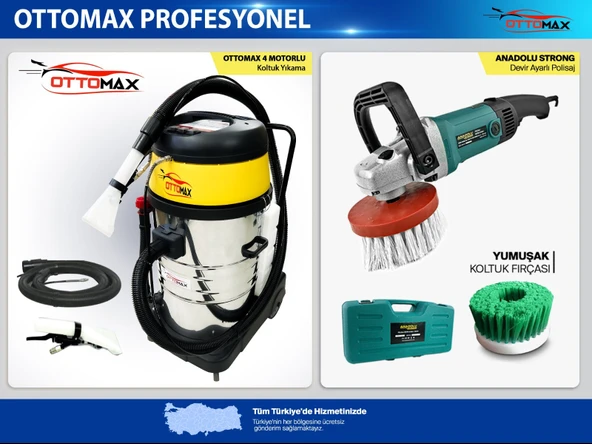Ottomax Premium 4  Motorlu Halı Koltuk Yıkama ve Koltuk Fırçalama Seti - 4
