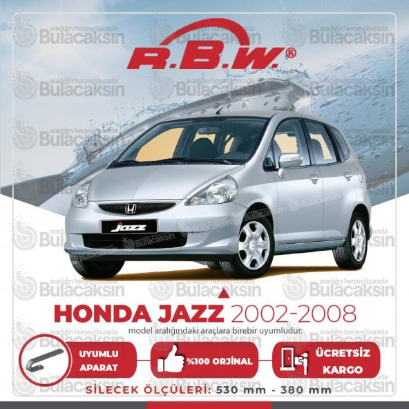 RBW Honda Jazz 2002 - 2008 Ön Muz Silecek Takımı
