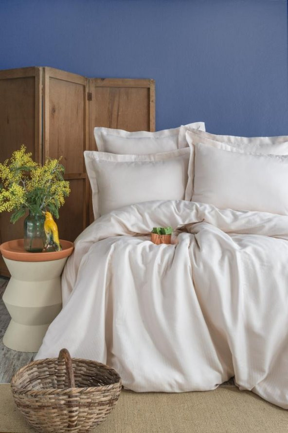 Apricitas Home Essential Bej Çift Kişilik 100 Pamuk Nevresim Takımı