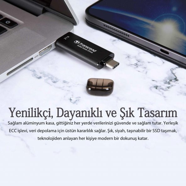 Transcend TS256GESD310C 256GB,USB/Type-C Taşınabilir Harici SSD Siyah - 4