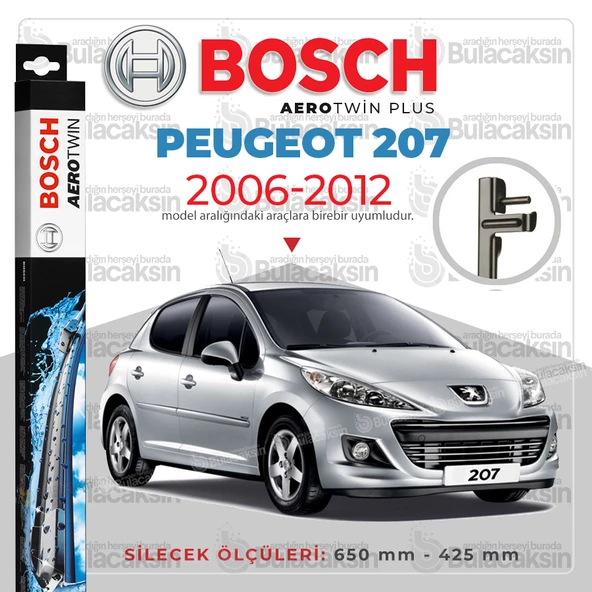 Bosch Aerotwin Muz Silecek Takımı Peugeot 207 2006-2012 ile uyumlu ürün görseli