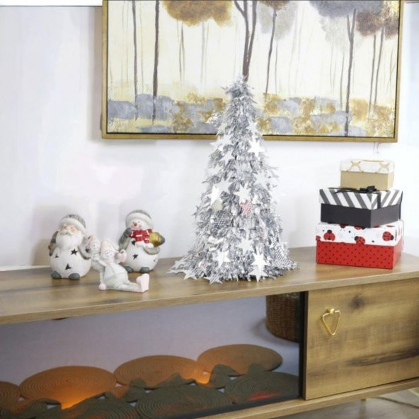 T.Concept Yılbaşı Masa Süsü Yeni Yıl Yapay Noel Ağacı Parlak Gümüş - 2