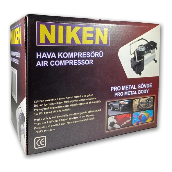 Niken Metal Gövdeli Gri Mini Oto Araç Hava Kompresörü 12V - 2