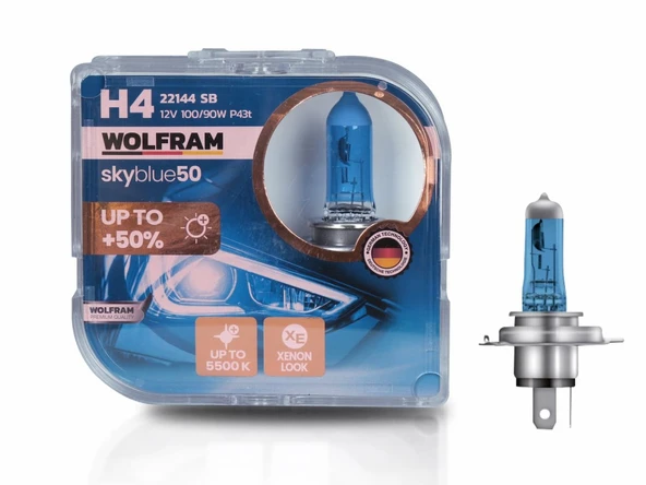 Wolfram H4 Ampul Sky Blue Beyaz Işık 12V 100/90W - 2