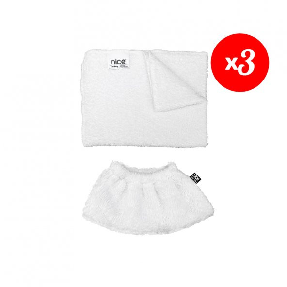 Nice Polti-Karcher Buharlı Temizleyici Uyumlu 3 Lastikli, 3 Büyük Düz Havlu Bez Seti 6lı (NiceSet M6)