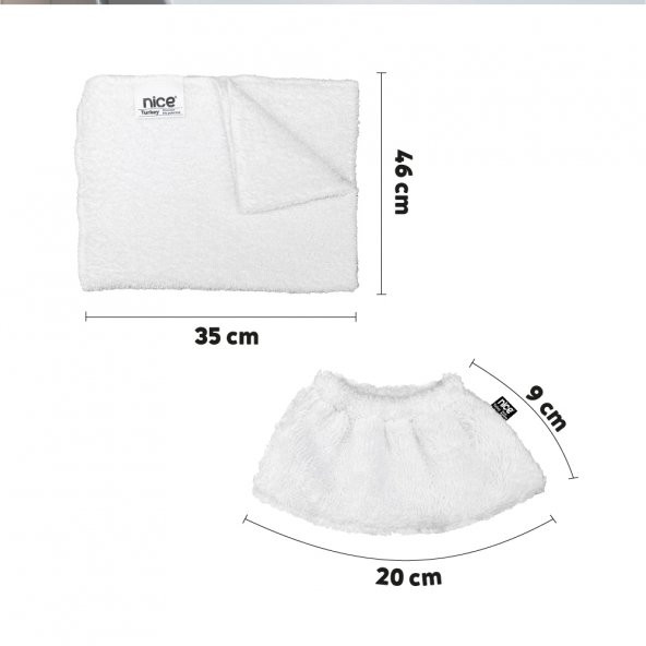 Nice Polti-Karcher Buharlı Temizleyici Uyumlu 3 Lastikli, 3 Büyük Düz Havlu Bez Seti 6lı (NiceSet M6) - 3