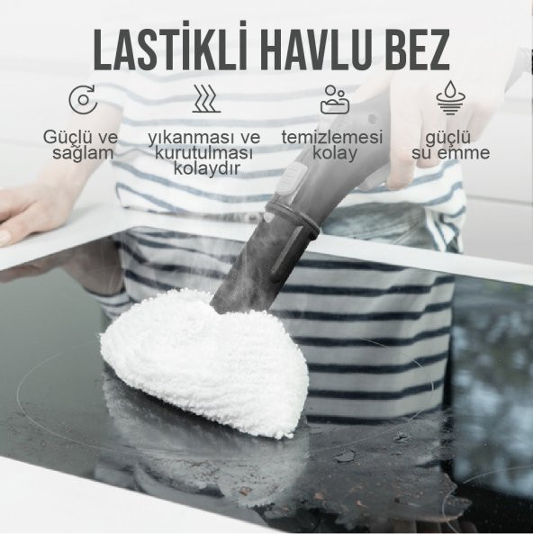 Nice Polti-Karcher Buharlı Temizleyici Uyumlu 3 Lastikli, 3 Büyük Düz Havlu Bez Seti 6lı (NiceSet M6) - 6
