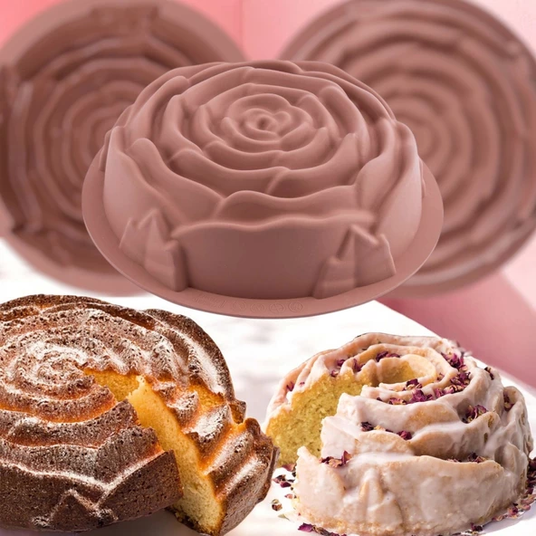 Silikon Gül Desenli Kek Kalıbı - 3