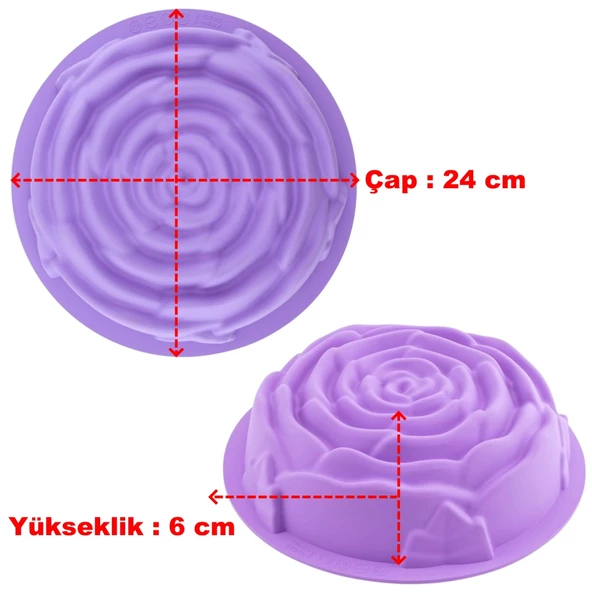 Silikon Gül Desenli Kek Kalıbı - 5