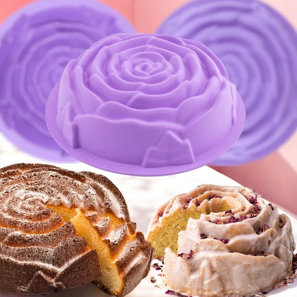 Silikon Gül Desenli Kek Kalıbı - 4
