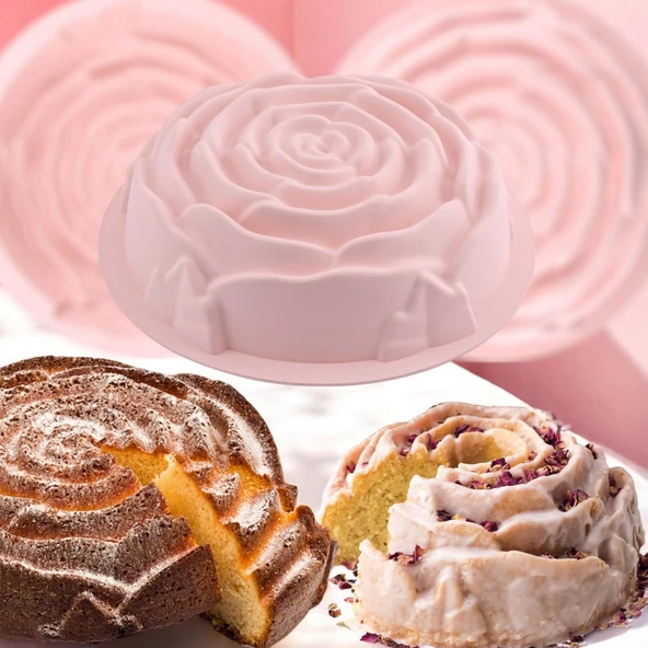 Silikon Gül Desenli Kek Kalıbı - 2