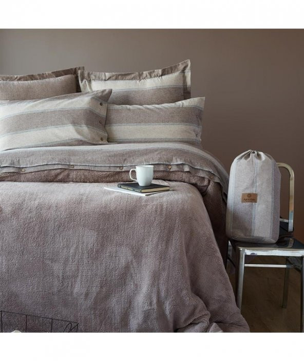 Apricitas Home  Double Comfort Dark Beige Çift Kişilik 100 Pamuk Nevresim Takımı
