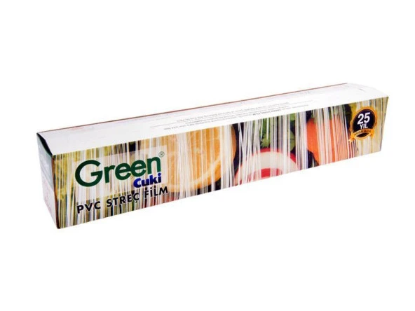 Green PVC Streç Film Folyo - Gıdaya Uygun - 9 Mikron - 45 Cm. x 300 Metre - 3 Paket - Resim 2