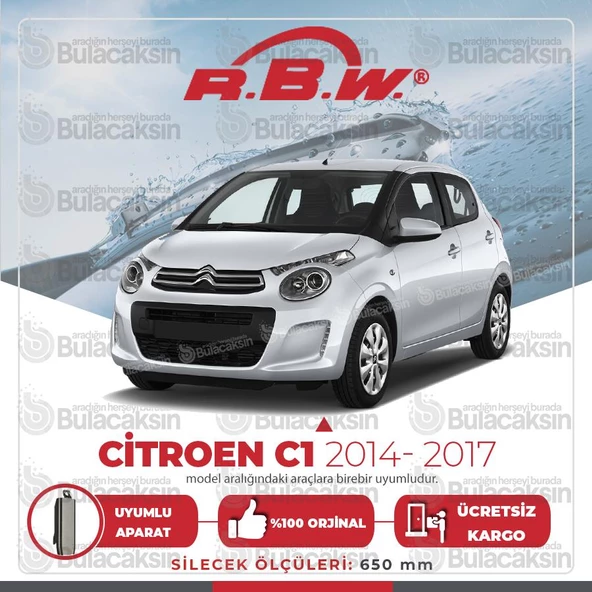 RBW Citroen C1 2014 - 2017 Ön Muz Silecek Takımı