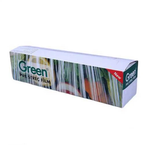 Green PVC Streç Film Folyo - Gıdaya Uygun - 9 Mikron - 30 x 300 Metre - 10 Paket - Resim 3