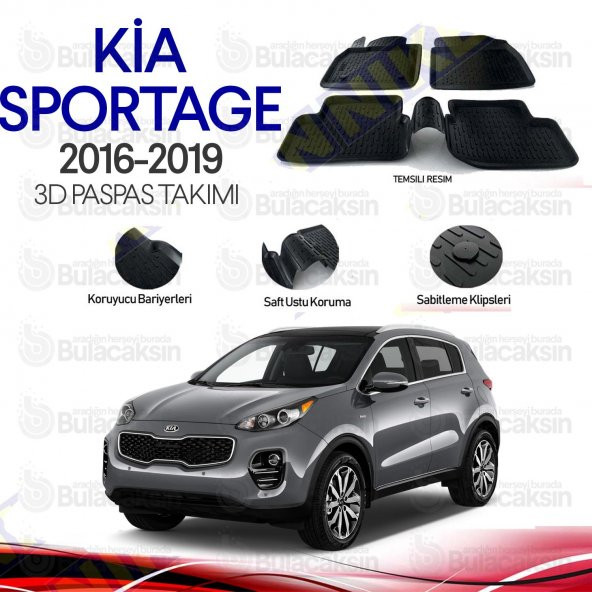 Kia Sportage 2016 - 2019 3D Havuzlu Oto Paspas Takımı