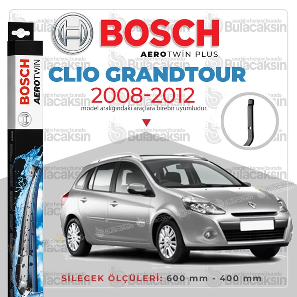 Bosch Aerotwin Muz Silecek Takımı Renault Clio Grandtour 2008-2012 ile uyumlu ürün görseli