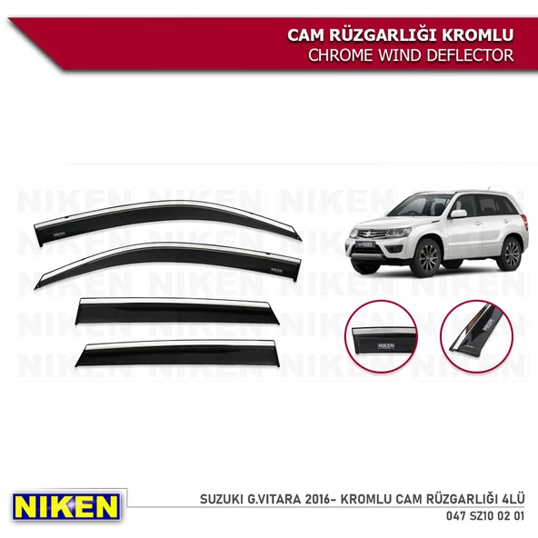 Niken Kromlu Cam Rüzgarlığı Suzuki G. Vitara 2016-2020 ile uyumlu - Resim 2