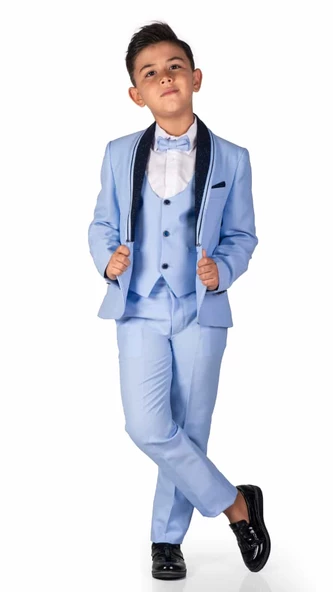 Çocuk Damatlık Yaka Simli Özel Gün Takım Elbise MNK0541 - 2