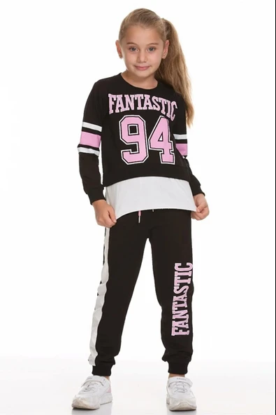 Kız Çocuk Fantastic Baskılı Eşofman Takımı Mnk0518 - 3