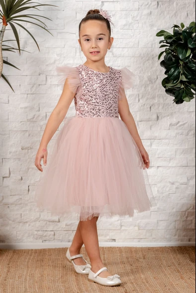 Tüllü Kız Çocuk KPL Elbise MNK0526 - Resim 9