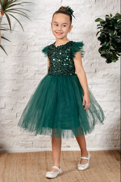 Tüllü Kız Çocuk KPL Elbise MNK0526 - Resim 2